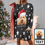 Plus Size #Pocket Sweatshirt Personalized Face&Text Pet Star Christmas Ugly Women's Long Length Sweatshirt, Gift For Christmas Custom face Sweatshirt, Ugly Couple Sweatshirts