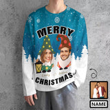 #Pocket Sweatshirt Personalized Name&Face Merry Christmas Ugly Men's Christmas Sweatshirts, Gift For Christmas Custom face Sweatshirt, Ugly Couple Sweatshirts
