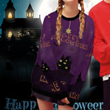 Custom Name Happy Halloween Women's Casual Crew Neck Sweatshirt Personalized Long Sleeve Loose Sweatshirt For Halloween