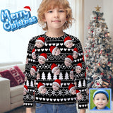 Custom Face Christmas Tree Heart Black Kids' All Over Print Sweatshirt
