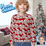 Custom Seamless Face Christmas Red Hat Kids' All Over Print Sweatshirt