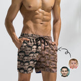 Custom Face Drawstring Swim Trunk Print Face Seamless Father & Baby Men's Quick Dry Swim Shorts Gift for Father's Day