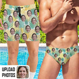 Custom Face Pineapple Men's Swim Shorts Personalized Face Triangle Swim Briefs Quick Dry Swim Shorts