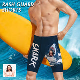 Custom Face Shark Swallowed Men's Knee Surf Shorts Rash Guard Swim Trunks Personalized Swimsuit With Girlfriend's Face on