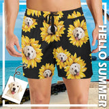 Custom Mens Trunks Personalized Face Sunflower Men's Quick Dry Swim Shorts with Dog's Face