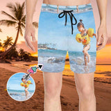 Custom Mens Trunks with Personalized Photo Happy Time Men's Quick Dry Swim Shorts with Baby's Picture