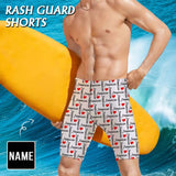 Custom Name Love Arrangement Men's Knee Surf Shorts Rash Guard Swim Trunks Mens Personalized Swimsuit Bathing Suit for Surfing