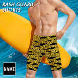 Custom Name Yellow Chain Men's Knee Surf Shorts Rash Guard Swim Trunks Mens Personalized Swimsuit Bathing Suit Gift for Holiday