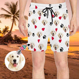 Custom Pet Face Swim Shorts Design Red Heart Men's Quick Dry Swim Shorts with Dog's Face