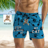 Custom Pet Face Swim Trunks Design Pocket Cat Men's Quick Dry Swim Shorts with Cat's Picture