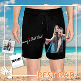 Custom Photo & Name Swimming Trunks Best Dad Men's Quick Dry Swim Shorts with Face for Father