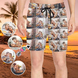 Custom Photo Swim Trunks Men's Quick Dry Swim Shorts with Happiness Leisure Time Pictures for Valentine's Day