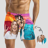 Custom Photo Swim Trunks Personalized Beautiful Sky Men's Quick Dry Swim Shorts with Couple Sweet Picture
