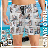 Custom Photo Swimming Trunks Happy Family Time Enjoy Men's Quick Dry Swim Shorts with Pictures