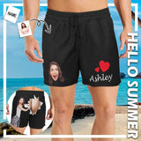 Custom Swimming Trunks with Face & Name Personalized Humorous Men's Quick Dry Swim Shorts with Girlfriend's Face
