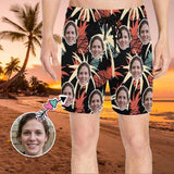 Customize Swim Trunks with Personalized Face Print Colorful Pineapple Men's Quick Dry Swim Shorts