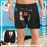 Customized Funny Swim Trunks Personalized Lick It Men's Quick Dry Swim Shorts with Girlfriend's Face