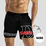 Customized Name Swim Trunks Personalized Black Groomsmen Men's Quick Dry Swim Shorts