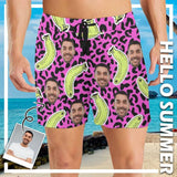 Customized Swim Trunks with Custom Face Design Funny Banana Men's Quick Dry Swim Shorts