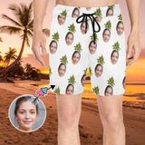 Design Your Own Swim Trunks with Custom Face Pineapple Men's Quick Dry Swim Shorts for Vacation
