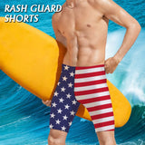 #Independence Day# American Flag Men's Knee Length Swimming Trunks Summer Swim Shorts for Him