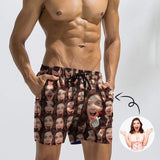 Men's Quick Dry Swim Shorts with Girlfriend's Seamless Face I Love My Girlfriend Swim Trunks for Him