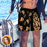 Personalized Girlfriend's Face Swim Shorts Custom Face Pineapple Men's Quick Dry Swim Shorts with Photos for Holiday