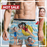 Personalized Swim Trunks Custom Face Swimming Men's Quick Dry Swim Shorts with Girlfriend's Face for Holiday