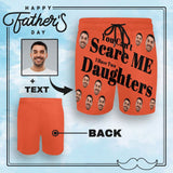 Personalized Swim Trunks Custom Swimming Trunks Custom Face & Text Orange Men's Quick Dry Swim Shorts for Father's Day