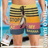 Personalized Swim Trunks Custom Swimming Trunks Custom Face Yellow Background Sexy Men's Quick Dry Swim Shorts