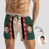 Personalized Swim Trunks with Custom Face Design Red and Green Men's Quick Dry Swim Shorts