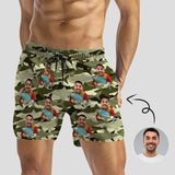 Personalized Swim Trunks with Custom Face Funny Fishing Men's Quick Dry Swim Shorts