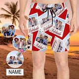 Personalized Swim Trunks with Custom Photo & Name Wall Men's Quick Dry Swim Shorts Gift for Friends