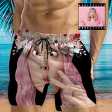 Personalized Swim Trunks with Face on Them Custom Sweet Lover Men's Quick Dry Swim Shorts