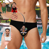 Custom Face Funny Villain Men's Swim Shorts Personalized Triangle Swim Briefs for Swimming Water Sports