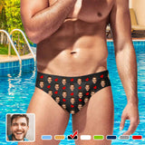 Customized Swim Trunks with Face Design Heart Multicolor Men's Triangle Swim Briefs with Girlfriend's Face