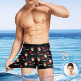 Custom Face I Love You Men's Athletic Swim Jammers Quick Dry Waterproof Compression Square Leg Swim Briefs Swimsuit
