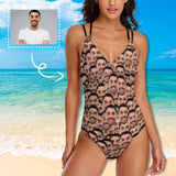 Custom Face Seamless Swimsuit Personalized Women's One Piece Swimsuit With Lover's Face
