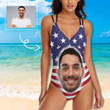 #Independence Day#Custom Big Face Swimsuit Personalized Women's One Piece Swimsuit With Lover's Face
