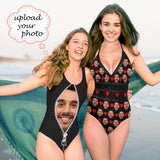 Bestie Beach Party Custom Face Zipper Love Heart Tank Top Swimsuit&Strap Swimsuit