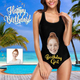 Birthday-Custom Face Birthday Girl Swimsuit Personalized Women's Tank Top Bathing Swimsuit Bachelorette Party