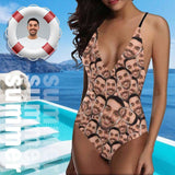 Custom Boyfriend Swimsuit Face All You Personalized Women's Lacing Backless One-Piece Bathing Suit Funny Gift Idea