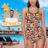 Custom Face Funny Rotating Swimsuits Personalized Women's Slip One Piece Bathing Suit Honeymoons For Her