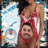 Custom Face Meat Women's Lacing Backless One Piece Swimsuit