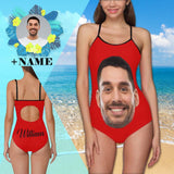 Custom Face&Name Funny Swimsuit Personalized Women's Slip One Piece Bathing Suit Bridesmaid Pool Party