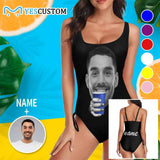 Custom Face&Name Right Hand Women's New Drawstring Side One Piece Swimsuits