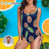 Custom Face Hwaiian Style Swimsuits Personalized Women's New Drawstring Side One Piece Bathing Suit Holiday Party
