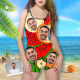 Custom Face Watermelon Women's One Piece Boyleg Swimsuit
