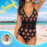 Plus Size Custom Face Swimsuit Red Heart Personalized Women's New Strap One Piece  Bathing Suit Honeymoons For Her
