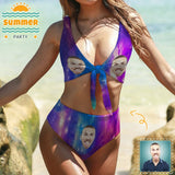 Custom Face Rendering Bikini Personalized Swimwear Women's Swimsuit Chest Strap Bathing Suit